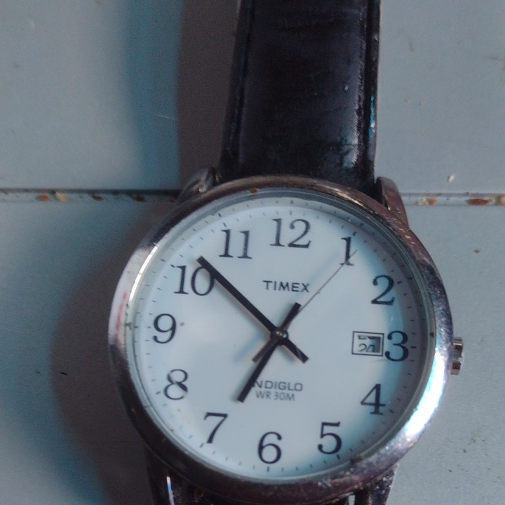 Timex Black Leather Strap Watch Timex Black Leather Strap Watch